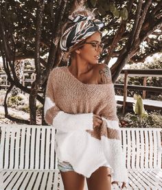 Head Wrap Styles, Hair Scarf Styles, Pullover Mode, Fuzzy Sweater, Summer Trends, Fashion Summer