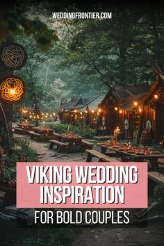 an image of a wedding reception with the words viking wedding inspiration for bold couples on it