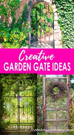 12 Creative Garden Gate Ideas | Gardening For Beginners Garden Gate Ideas, Old Garden Tools, Front Yard Landscape, Charleston Gardens, Garden Gate Design, Gate Ideas, Backyard Shade, Backyard Plan, Wrought Iron Gate