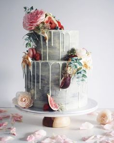 an image of a cake with flowers on it