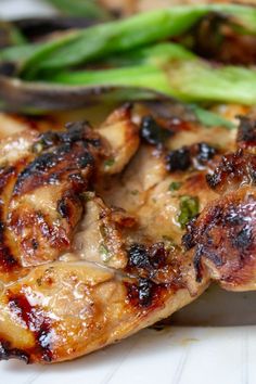 grilled chicken and asparagus on a plate