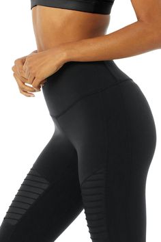 Meet the slightly cropped version of our practice-to-pavement fave—perfect for petites and for pairing with sneakers. The patented 7/8 High-Waist Moto Legging has the same sculpting and contouring fit and feel, with mixed matte/shine fabric and forward mesh paneling. A true power player, on and off the mat. Sculpts, lifts & smooths! Cool, moto-inspired contouring pintucks & mesh cutouts Designed & uniquely fit to flatter every size Wear-tested by our in-house team for the perfect fit 7/8 High-Wa Inhale Exhale, Moto Leggings, Alo Yoga, Pin Tucks, Shiva, Black Leggings, Sport Fitness, High Waist, Perfect Fit