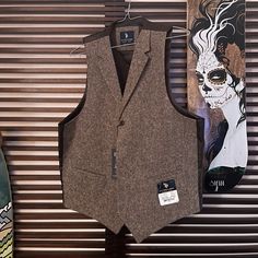 Brand New Still With Tags, Never Worn. Casual Tweed Vest For Winter, Tailored Tweed Vest For Fall, Casual Brown Tailored Tweed Jacket, Fitted Tweed Vest For Fall, Fitted Tweed Vest With Herringbone Pattern, Brown Tweed Vest For Winter, Vintage Fitted Tweed Vest, Fitted Vintage Tweed Vest, Fitted Tweed Vintage Vest