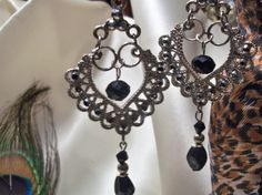 Silver Chandelier Filigree Earrings EndlessFunctionalArt, $24.00 Black Pierced Chandelier Earrings As Gift, Black Pierced Chandelier Earrings For Gift, Black Chandelier Earrings As Gift, Silver Chandelier, Trendy Nail Art Designs, Silver Heart Earrings, Hematite Stone, Filigree Earrings, Fish Hook Earrings