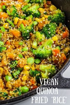 Vegan Quinoa Fried "Rice" Quinoa Vegetable Stir Fry, Stir Fry With Quinoa, Quinoa And Vegetables Recipes, Stir Fry Quinoa Recipes, Quinoa Stir Fry Recipes, Cardiologist Diet, Edamame Stir Fry, Quinoa Edamame, Quinoa Stir Fry