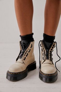 Dr. Martens Sinclair Zip Front Boots | Free People How To Style Wedges, Dr Martens Sinclair, Mode Shoes, Shoes Design, Military Inspired, Doc Martens, Wedge Boots, Platform Boots