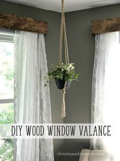 diy wood window valance hanging from the ceiling