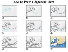 how to draw a japanese wave with step by step instructions for kids and beginners