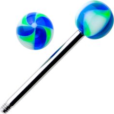 Hypoallergenic Jewelry for Sensitive SkinProduct Details Hypoallergenic jewelry for sensitive skin. Blue Green Swirl 6mm Acrylic Ball Barbell Tongue Ring If you love for all of your basic body jewelry to have a touch of color we've got you covered with this 14 gauge tongue piercing. This tongue ring is made with a 16mm durable 316L surgical grade stainless steel straight barbell and features 6mm green and blue swirl acrylic ball ends. If this tongue jewelry is the right fit for you it will be a mighty addition to your body jewelry collection.Specifications 14 Gauge (1.6mm), 5/8" (16mm), 316L Surgical Grade Stainless Steel Straight Barbell, 6mm Acrylic Ball Ends Tongue Jewelry, Tongue Ring, Tongue Health, Blue Swirl, Tongue Piercing, Tongue Rings, Unwanted Hair Removal, Body Piercings, Hypoallergenic Jewelry