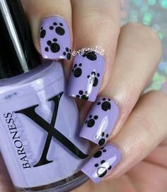 Paw Print Nail Art, Paw Print Nail, Nails Lavender, Lady Nails, Print Nail Art, Cat Nail Art, Nail Art For Kids