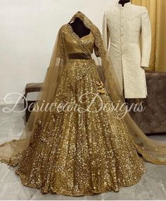 Made to Order/Measurement/Custom Order Lehenga - Color : Golden - Fabric : Embroidered Net - Fully flared paneled lehenga - Embroidered  Blouse -  Net Dupatta with Gold Border - Drawstring closure with Tassels - - It can be customize in any design or size  PLEASE NOTE: BUYERS ARE RESPONSIBLE FOR ANY CUSTOMS AND IMPORT TAXES THAT MAY APPLY. This is a made to order product. If you opt for 'Made To Measurement Option', we will provide a measurement template and you can share the measurements likewise. If you want to opt for 'Standard Size', Please refer to the size chart provided in the listing. Shipping: Standard Shipping is done by DHL ecommerce and it mostly takes 2 to 3 weeks to deliver after dispatch. Express Shipping is done by DHL express and it mostly delivers within a week after disp Gold Fitted Anarkali Set With Mirror Work, Fitted Gold Anarkali Set With Mirror Work, Gold Fitted Sharara For Designer Wear, Gold Fitted Designer Sharara, Gold Fitted Anarkali Set For Designer Wear, Fitted Anarkali Set With Mirror Work For Reception, Fitted Gold Lehenga For Designer Wear, Fitted Sets With Dupatta For Reception, Fitted Gold Gown For Designer Wear