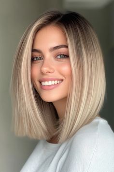 Top 19 Blonde Bob Hairstyles & Lobs to Try in 2024 ✨💁‍♀️ Brighten your look with these stunning blonde bobs and lobs! #BlondeBob #LobHaircut #HairTrends2024 Blonde Highlights On Dark Short Hair, Artistic Headshots, Classic Bob Haircut, Short Dark Hair, Blonde Bob Hairstyles, Short Shag Hairstyles, Silver Grey Hair