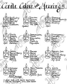 "The perfect addition to any Book of Shadows or Grimoire, the \"Candle Colors and Meaning\" page is designed to aid every witch with spells and meditations. Add your own artistic style! Two files are included: One with a white background and one with a transparent background so that you can print on colorful paper or work with it digitally. If you choose, share on social media your finished page! @hecrafte" Candle Colors, Candle Color Meanings, Witch Spirituality, Grimoire Book, Magic Spell Book, Candle Magick, Wiccan Spell Book, Witchcraft Spell Books, Witch Spell Book