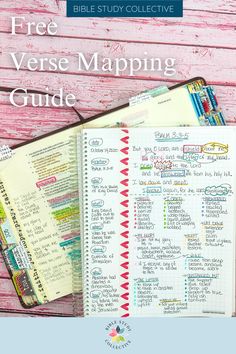 a bible study book with the title free verse maping guide on top of it