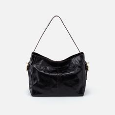 Render Shoulder Bag In Polished Leather - Black Structured Bag, Best Purses, Black Shoulder Bag, Leather Hobo Bag, Hobo Handbags, Leather Hobo, Hobo Bag, Leather Purses, Suede Leather