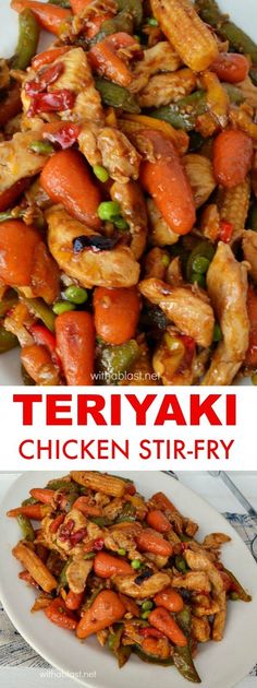 teriyaki chicken stir fry with carrots and peppers