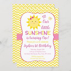 a yellow and pink birthday card with a sun on it