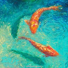 two koi fish swimming in the water by panoramic images 1 - piece art print