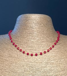 Handmade crochet necklace featuring Red Coral stones. Come in 3 styles: 3 stitches space, 5 stitches space and 10 stitches space between the beads. All necklaces has 2 lobster clasps that allows you to wear it as a bracelet as well.  Stunning and unique, this necklace is a great gift for the holidays! Dainty Red Beaded Necklaces With Round Beads, Dainty Red Beaded Necklace With Round Beads, Red Wire Wrapped Beaded Necklace For Gift, Boho Chic Necklace, Crochet Boho, Chic Necklace, Coral Stone, Wedding Jewellery Necklace, Boho Crochet