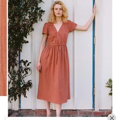 Nwt Christy Dawn, Dawn Dress In A Beautiful Organic Terracotta Gauze Fabric In A Size Small. Made In The Usa Peach Midi Dress, Christy Dawn Dress, Paloma Dress, Magnolia Dress, Bianca Dress, Linen Wrap Dress, Ginger Dress, Christy Dawn, Midi Wrap Dress