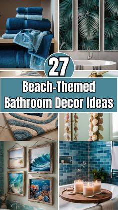 beach themed bathroom decor ideas with candles and towels