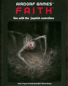 an advertisement for the video game faith with a creepy figure on it's chest