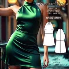 The product details are as follows: Halter round neck mini dress pattern Buy old and new models in our store at the best price! 👉https://moanartdesign.etsy.com 2 meters of fabric is sufficient for the dress. We recommend purchasing lycra flexible fabric for our model.  There is a seam allowance in our pattern. **US Sizes: 2, 4, 6, 8, 10, 12, 14, 16, 18, 20, 22, 24, 26, 28, 30 **Standard Sizes: XS, S, M, L, XL, 2XL, 3XL, 4XL **These patterns are suitable for A4, A0, and US Letter size papers. We Mini Dress Sewing Pattern, Mini Dress Sewing, Mini Dress Pattern, Dress Pdf Pattern, Seam Allowance, Bridal Shower Dress, Sewing Pattern Sizes, Dress Sewing Pattern, Dress Sewing