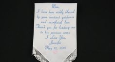 MOTHER of the BRIDE Gift Embroidered Wedding by NapaEmbroidery Grandma Embroidery, Grooms Mother, Lyrical Quotes, Wedding Hankerchief, Embroidered Handkerchief Wedding, Ring Bearer Gift, Mother Of The Bride Gift, Embroidered Handkerchief, Wedding Handkerchief