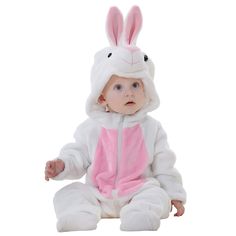 PRICES MAY VARY. 🐇【Package】: 1*Cute Baby White Rabbit Christmas Outfit Halloween Costume, Newborn Infant Toddler Winter Onesie Pajamas Cosplay 🐇【Designed For Baby】: 1.Size is a little larger than normal, providing enough space to accommodate the rapid growth of the baby. 2.Double zipper from top and bottom, it goes all the way to the back for easy diaper changing. 3.Two little ears were sewn on both sides of the hood, like a real lovely animal, it looks especially cute! 4.Chic edging finish of Baby Animal Costumes, Baby Flannel, Rabbit Costume, Onesie Costumes, Animal Onesie, Winter Baby Clothes, Toddler Winter, Baby Jumpsuit, Baby Cartoon