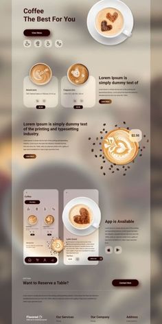 the landing page for coffee shop