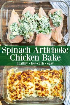 spinach artichoke chicken bake is an easy, healthy and low carb meal