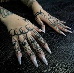 Goth Cover Up Tattoo, Blackout Finger Tattoo, Gothic Back Tattoos For Women, Gothic Finger Tattoos, Goth Hand Tattoos, Full Body Tattoo Designs, Hand Tattoo Cover Up, Locket Tattoos