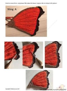 the instructions for crocheted dishcloths are shown in red and brown colors