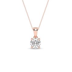 Atmos Round Solitaire Pendant_Product Angle_PCP Main Image Vvs Clarity Solitaire Pendant Necklace For Formal Occasions, Timeless Solitaire Pendant Necklace For Formal Occasions, Timeless Solitaire Pendant Necklace For Formal Events, Classic Round Rose Gold Diamond Necklace, Classic Rose Gold Round Diamond Necklace, Timeless Solitaire Pendant Necklace In Brilliant Cut, Timeless Solitaire Pendant Necklace With Lab Grown Diamond, Timeless Solitaire Necklace With Brilliant Cut Pendant, Timeless Solitaire Pendant Necklace With Brilliant Cut