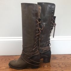 Boots Are In Great Condition. Bohemian Leather Boots With Pointed Toe, Bohemian High Heel Leather Boots, Freebird By Steven, Leather Lace Up Boots, Leather Lace, Shoes Heels Boots, Lace Up Boots, Leather And Lace, Shoes Women Heels