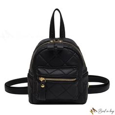 Bird in Bag - Shoulder bag female new fashion popular rhombus embroidery line urban bag casual small backpack Black Quilted School Bag, Black Quilted Backpack, Small Backpack Black, Urban Bags, Simple Backpack, Street Trends, Small Backpack, Girl Backpacks, Bird In Bag