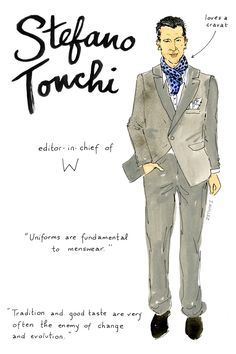 a drawing of a man in a suit and tie with words above him that say, antonio tonchi