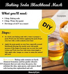 Mask For Blackheads, Blackhead Removal Mask, Best Diy Face Mask, Baking Soda Face Mask, Blackhead Remover Diy, Baking Soda Face