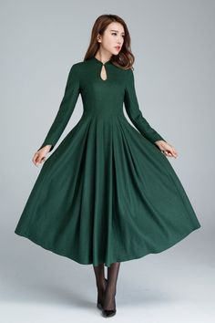 Step back in time with this 1950s Retro Fit and Flare wool Dress. Embrace vintage fashion! 

SKU 1621 
Link in bio 

#retrostyle #vintagefashion #wooldress #1950sfashion #fitandflare #Xiaolizihandmade Winter Wool Dress, Warm Winter Dresses, Sukienki Maksi, Midi Dress Winter, Mandarin Collar Dress, Vestidos Retro, Classic Clothes, Womens Dress Tops, Prom Midi Dress