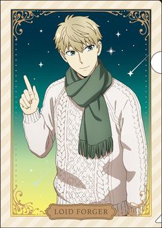 an anime character wearing a scarf and holding up a peace sign in front of the camera