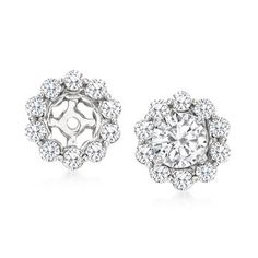 Ross-Simons - .50 ct. t. w. Diamond Earring Jackets in 14kt White Gold. Amp up your studs with a little extra dazzle! These earring jackets sparkle with .50 ct. t. w. round brilliant-cut diamonds in polished 14kt white gold. Jackets accommodate 4.6mm or .75 ct. t. w. round studs, sold separately. Diamond earring jackets. Diamond birthstones are the perfect gift for April birthdays. White Gold Diamond Cut Round Earrings, Dazzling White Gold Round Diamond Earrings, Dazzling White Gold Diamond Earrings Round Cut, White Diamond Round Cut Earrings, White Gold Earrings With Diamond Accents, Round Cut, Diamond Earring Jackets, Black Diamond Earrings Studs, Black Diamond Studs, Elephant Earrings