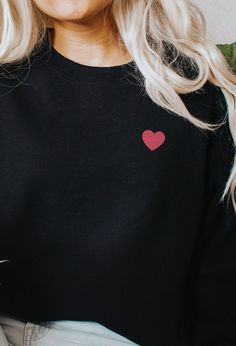 This Pink Heart Sweater is everything you've dreamed of and more. It feels soft and lightweight, with the right amount of stretch. It's comfortable and flattering for both men and women. * 100% combed and ring-spun cotton (Heather colors contain polyester) * Ash color is 99% combed and ring-spun cotton, 1% polyester * Heather colors are 52% combed and ring-spun cotton, 48% polyester * Athletic and Black Heather are 90% combed and ring-spun cotton, 10% polyester * Heather Prism colors are 99% com Cute Long Sleeve Sweatshirt For Everyday, Cute Crew Neck Sweatshirt For Everyday, Cute Winter Tops For Everyday Wear, Cute Black Crew Neck Sweater, Black Casual Sweatshirt Gift, Cute Crew Neck Sweatshirt With Heart Graphic, Cute Sweatshirt With Heart Graphic And Crew Neck, Winter Cotton Tops With Heart Graphic, Black Top With Heart Graphic As Gift