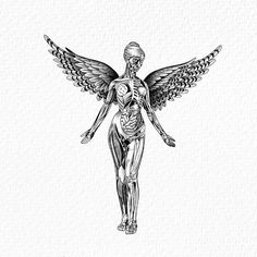 a drawing of a human figure with wings