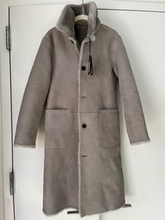 Women’s ALLSAINTS Serra Reversible Long Sheepskin Shearling Coat NWT | eBay Grey Coat, Shearling Coat, All Saints, Brand New, Tags, Grey, Leather