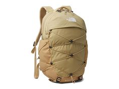 The North Face Women's Borealis - Backpack Bags : Khaki Stone : The North Face Borealis features a sleek design and plenty of room for all your gear. Women-specific fit. FlexVent injection-molded shoulder straps with additional PE foam for added comfort. Comfortable, padded Chemise back panel with Spine Channel and PE sheet for extra back support. Padded, winged, stowable hipbelt. Large main compartment with padded laptop sleeve and hydration clip/port- fits most 15 laptops. Secondary compartment with organization panel. Front stash pocket with zip closure. Bungee storage system on the front. Mesh side water bottle pocket. Reflective light loop. Safety whistle located on the chest buckle. Endorsed by the American Chiropractic Association (ACA). Dimensions: 19 x 13.5 x 7.5 (48 cm x 35 cm x Daily Use Nylon The North Face Bags, The North Face Backpack With Adjustable Strap, Daily Use The North Face Nylon Bags, Daily Use North Face Nylon Bags, The North Face Standard Backpack With Adjustable Strap, The North Face Nylon Bags For Daily Use, Daily Use Nylon Bags By The North Face, Functional The North Face Backpack, Functional The North Face Standard Backpack