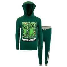 Update your Gamer Boys wardrobe with this Minecraft 2 piece set. This Minecraft set comes with a Jersey Graphic Hooded Tee and Fleece Jogger. The set has a soft handfeel and is comfortable for hanging out at home or on the go. The Hooded Tee features a Graphic of Creepers with the Minecraft Logo. The Jogger has the Minecraft Logo going down the side of the pant leg. Both pieces are Machine Washable. Size: 4.  Color: Green.  Gender: male.  Age Group: kids. Character Print Cotton Long Sleeve Sets, Cotton Long Sleeve Sets With Character Print, Green Cotton Crew Neck Sets, Matching Long Sleeve Playwear Sets, Casual Long Sleeve Character Print Sets, Casual Long Sleeve Sets With Character Print, Matching Cotton Winter Sets, Matching Winter Cotton Sets, Matching Cotton Sets For Winter