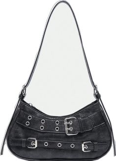 Trendy Rectangular Shoulder Bag For Concert, Trendy Rectangular Shoulder Bag For Concerts, Edgy Black Shoulder Bag For Daily Use, Trendy Shoulder Bag For Concerts, Trendy Shoulder Bag With Zipper Closure For Concert, Leather Bag With Zipper Closure For Concert, Leather Bags With Zipper Closure For Concerts, Black Alternative Style Shoulder Bag For Concert, Retro Black Shoulder Bag For School