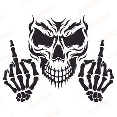 Skull Middle Finger, Arch Designs For Hall, Middle Finger Tattoos, Ancient Alphabets, Skull Stencil, Metal Ideas, Cricut Svgs, Cool Tattoo Drawings, Outline Images