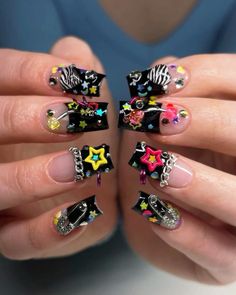 @ nailzbyambz Short Rockstar Nails, Nostalgia Nails, Nail Inspo Gel, Gel X Nails, X Nails, Punk Nails, Pretty Gel Nails, Dope Nail Designs