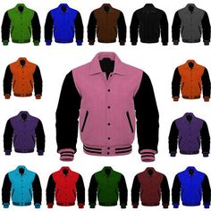 Trendy Fashion Men's Varsity Baseball Letterman Collard Jacket Wool Body & Leather sleeves, Mens Coats Jackets Leather Sleeves, Men's Coats & Jackets, Leather Sleeve, Wool Knit, Mens Coats, Vest Jacket, Women's Intimates, Varsity Jacket, Trendy Fashion